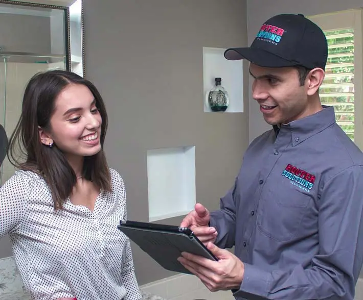 plumber with customer