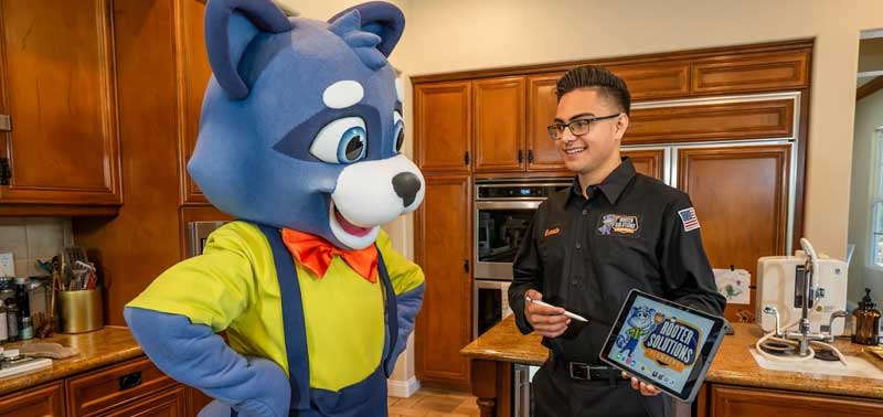 plumber with mascot
